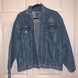 Vintage GAP oversized jean jacket with floral